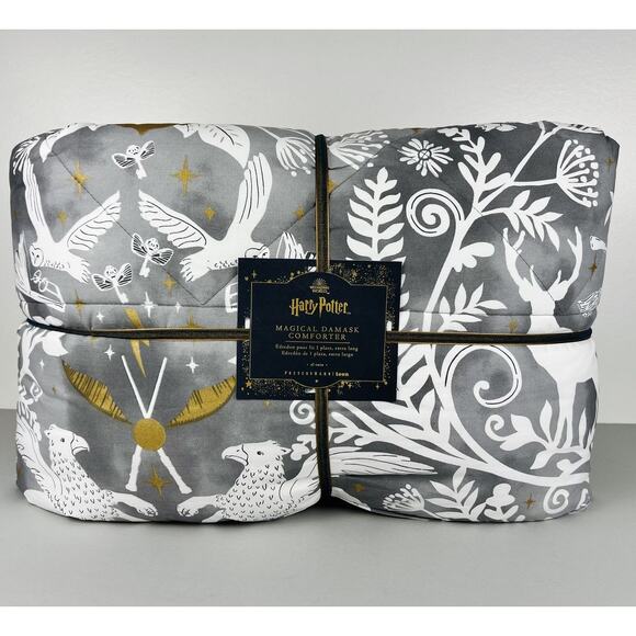 Harry Potter Comforter XL Twin Pottery Barn Teen Magical Damask Hogwarts Bedding - Picture 1 of 8